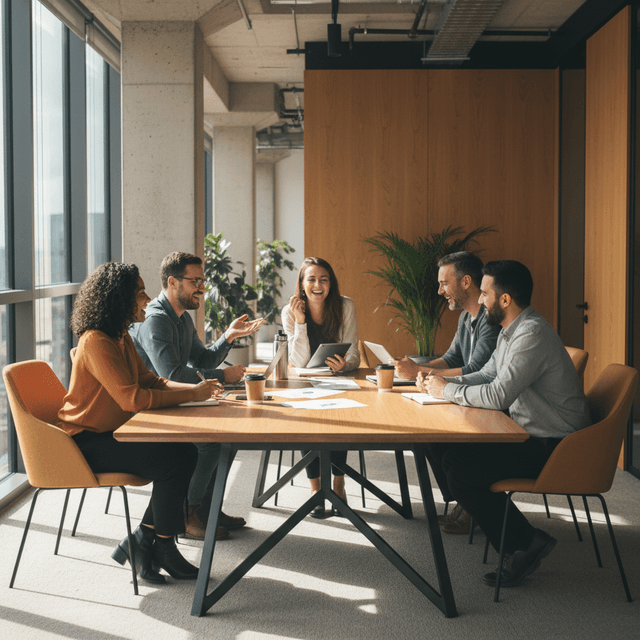 Clickaura team in office meeting